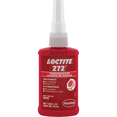 Threadlocker 272 High Temperature, Red, High, 50 ml, Bottle Dufferin Supply