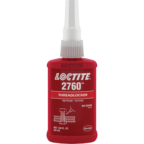 Threadlocker 2760 Instant Adhesive, Red, High, 50 ml, Bottle Dufferin Supply