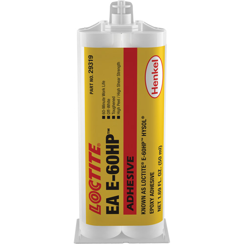 E-60HP Hysol&reg; Epoxy Adhesive, 50 ml, Dual Cartridge, Two-Part, Off-White Dufferin Supply
