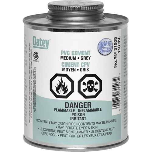 PVC Cement, 0.250 lbs, Brush-Top Can, Grey Dufferin Supply