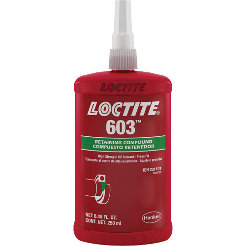 Loctite&reg; 603 Retaining Compound, 250 ml, Bottle, Green Dufferin Supply