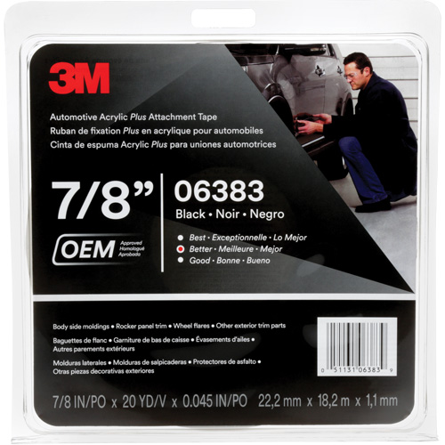 3M Automotive Acrylic Tape, 18 M (60') L x 22 mm (7/8") W, 45 mils, Acrylic Dufferin Supply