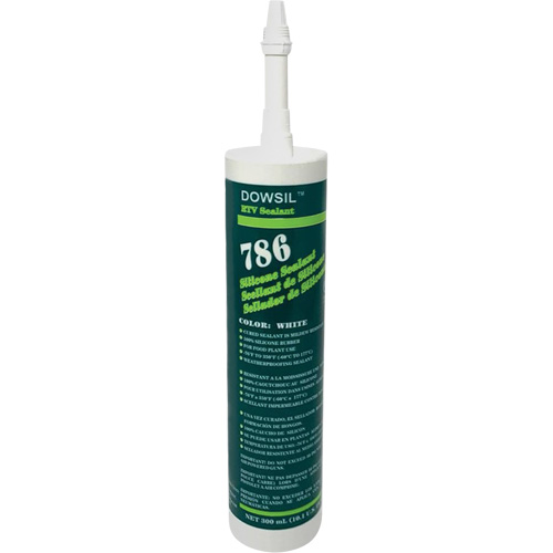 Agent d'&eacute;tanch&eacute;it&eacute; &agrave; base de silicone Dowsil 786, 300 ml, Cartouche, Blanc Dufferin Supply