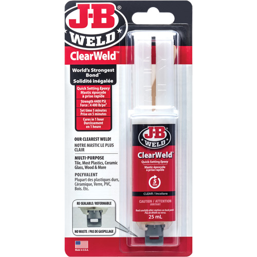 ClearWeld Adhesive, 25 ml, Syringe, Two-Part, Clear Dufferin Supply