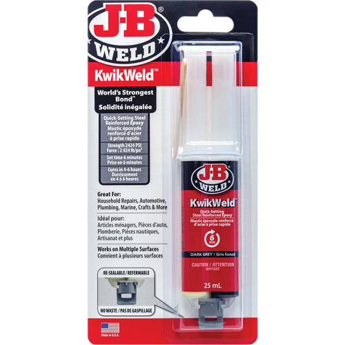 KwikWeld Adhesive, 25 ml, Syringe, Two-Part, Grey Dufferin Supply