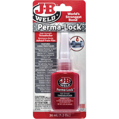 Perma-Lock Threadlocker, Red, High, 36 ml, Bottle Dufferin Supply