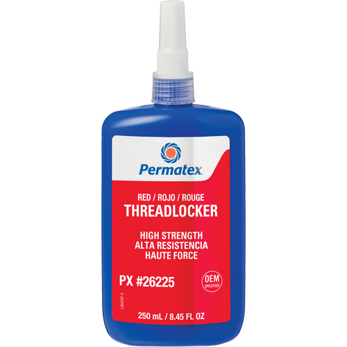 Permanent Strength Threadlocker, Red, High, 250 ml, Bottle Dufferin Supply