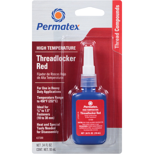 High Temperature Threadlocker, Red, High, 10 ml, Bottle Dufferin Supply