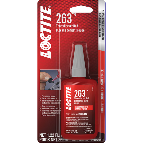 263 Threadlocker, Red, High, 36 ml, Bottle Dufferin Supply