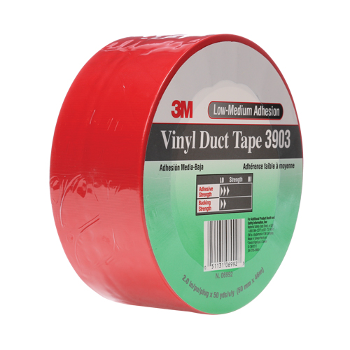 Rubans adh&eacute;sifs en vinyle 3903, 48 mm (2") la x 46 m (151') lo, 6,5 mils, Rouge Dufferin Supply