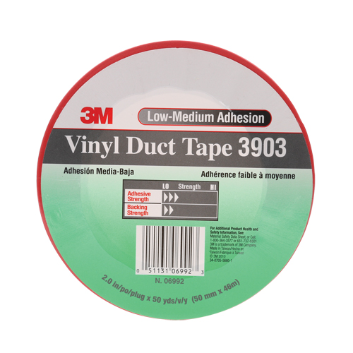 Rubans adh&eacute;sifs en vinyle 3903, 48 mm (2") la x 46 m (151') lo, 6,5 mils, Rouge Dufferin Supply