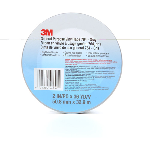 Ruban en vinyle pour travaux g&eacute;n&eacute;raux 764, 50,8 mm (2") la x 32,9 m (108') lo, 5 mils, Gris Dufferin Supply
