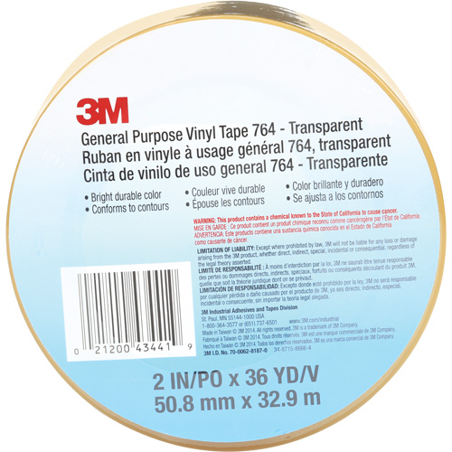 Ruban en vinyle pour travaux g&eacute;n&eacute;raux 764, 50,8 mm (2") la x 32,9 m (108') lo, 5 mils, Transparent Dufferin Supply