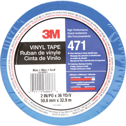 471 Vinyl Tape, 50.8 mm (2") W x 32.9 m (108') L, 5.2 mils, Blue Dufferin Supply