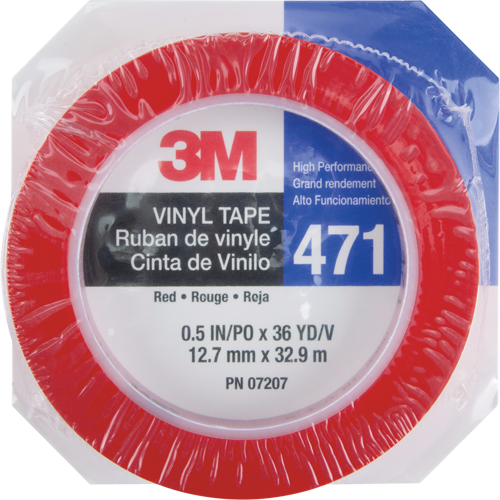 Ruban en vinyle 471, 12 mm (1/2") la x 32,9 m (108') lo, 5,3 mils, Rouge Dufferin Supply