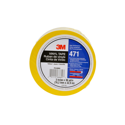 471 Vinyl Tape, 12 mm (1/2") W x 32.9 m (108') L, 5.2 mils, Yellow Dufferin Supply