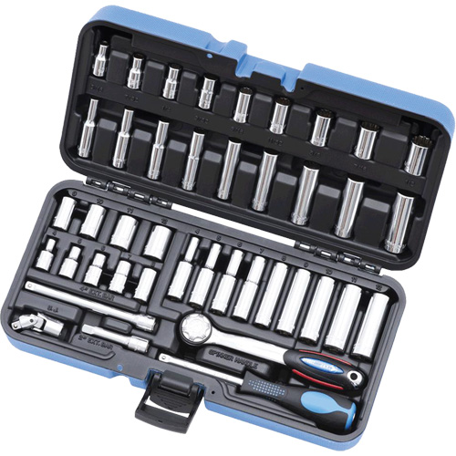 SW1442C-12 SAE/Metric 12-Point Socket Wrench Set, 42 Pcs, 1/4" Drive Size, Deep Dufferin Supply