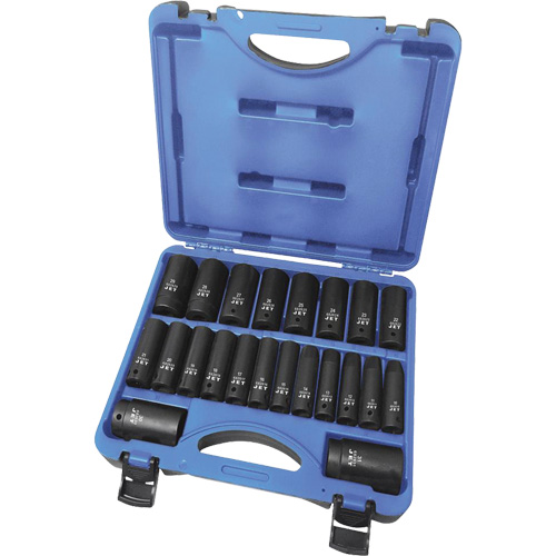 PSS2212DM 6-Point Metric Socket Set, 22 Pcs, Impact, 1/2" Drive Size, Deep Dufferin Supply