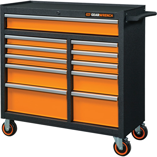 Armoire roulante pour outils s&eacute;rie GSX, 11 tiroirs, 41" la x 18-1/5" p x 41-1/2" h, Noir/Orange Dufferin Supply