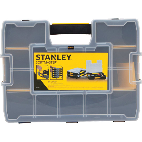 SortMaster&reg; Stackable Small Parts Organizer, 17-3/8" W x 13" D x 3-1/2" H, Black Dufferin Supply