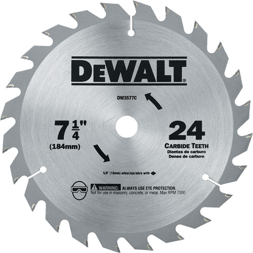 Carbide Circular Saw Blade, 7-1/4", 24 Teeth Dufferin Supply