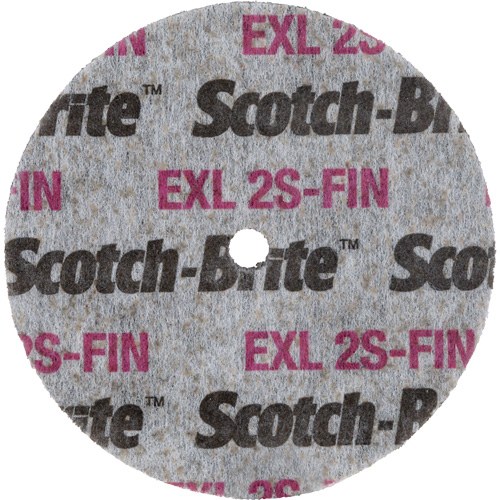 Meule homog&egrave;ne Scotch-Brite EXL, 3" x 1/2", Arbre de 1/4" Dufferin Supply