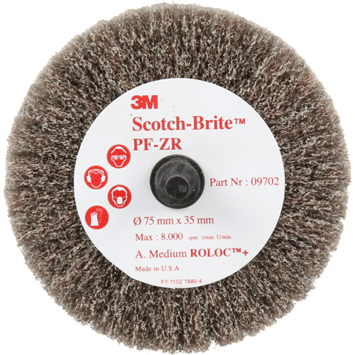 Scotch-Brite Roloc Cut & Polish Disc, Aluminum Oxide, Medium Grit, 3" x 1-3/8" x 1/4" Dufferin Supply
