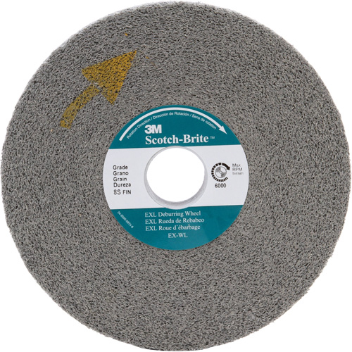 Meule d'&eacute;barbage EXL Scotch-Brite, 8" x 1", Arbre de 3" Dufferin Supply