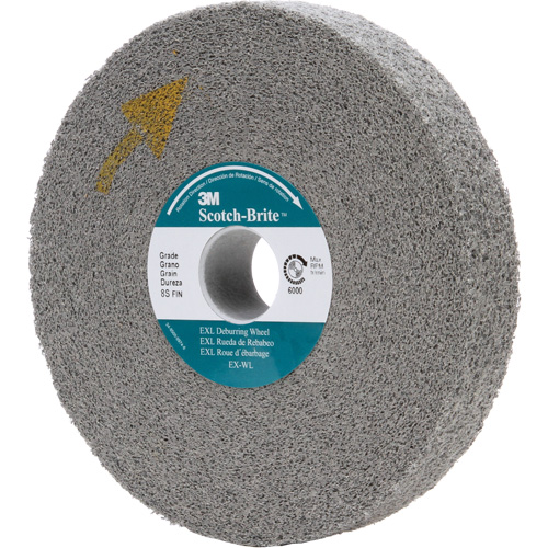 Meule d'&eacute;barbage EXL Scotch-Brite, 8" x 1", Arbre de 3" Dufferin Supply