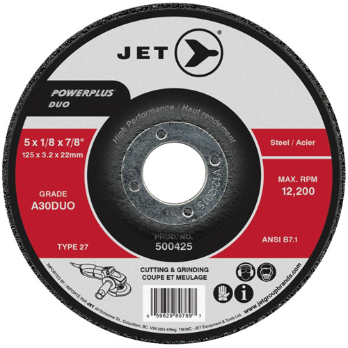 Meule/disque de coupe POWERPLUS DUO, 4-1/2" x 1/8", Arbre de 7/8", Type 27, Grain de A30DUO Dufferin Supply