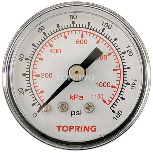 Pressure Gauge, 1-1/2" , 0 - 160 psi, Back Mount, Analogue Dufferin Supply