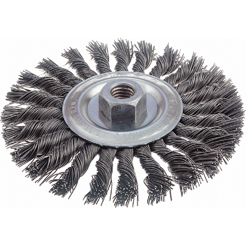 Brosses rotatives &agrave; fils nou&eacute;s - Brosse rotative &agrave; fils nou&eacute;s, fils nou&eacute;s standards, Dia. 6", Fils 0,023", Arbre 5/8"-11, Acier Dufferin Supply