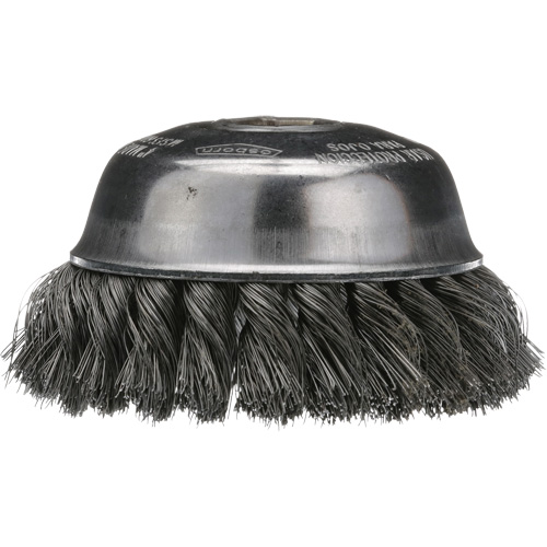 Brosse boisseau &agrave; fil nou&eacute;, 4" dia. x 5/8"-11 arbre Dufferin Supply