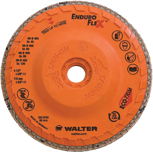 Enduro-Flex Flap Disc, 4-1/2" x 5/8"-11, Type 27, 120 Grit, Zirconia Alumina Dufferin Supply