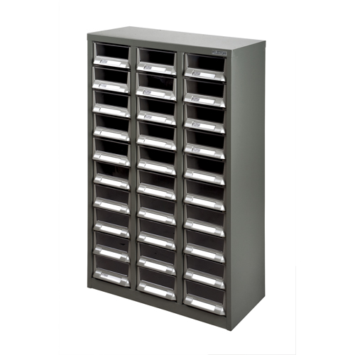 KPC-200 Parts Cabinet, Galvanized Steel, 30 Drawers, 21-3/10" x 10-2/5" x 36-9/10", Grey Dufferin Supply