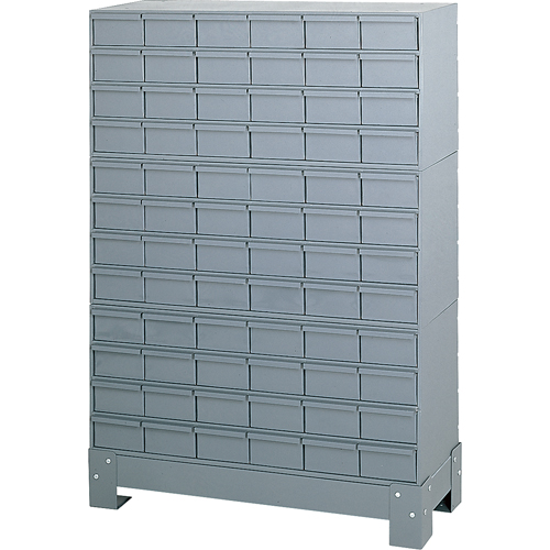 Casiers &agrave; tiroirs industriels avec base, 72 tiroirs, 34-1/8" la x 12-1/4" p x 48-1/8" h, Gris Dufferin Supply