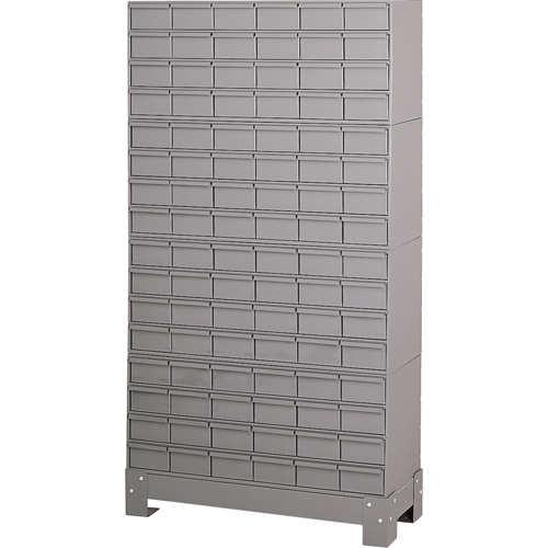 Industrial Drawer Cabinet With Base, 96 Drawers, 34-1/8" W x 12-1/4" D x 62-1/2" H, Grey Dufferin Supply