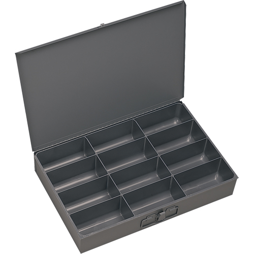 Compartment Scoop Boxes, Steel, 12 Slots, 13 3/8" W x 9-1/4" D x 2" H, Grey Dufferin Supply