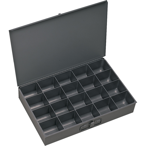 Compartment Scoop Boxes, Steel, 20 Slots, 13-3/8" W x 9-1/4" D x 2" H, Grey Dufferin Supply