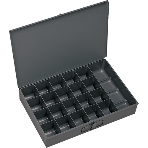 Compartment Scoop Boxes, Steel, 21 Slots, 13-3/8" W x 9-1/4" D x 2" H, Grey Dufferin Supply