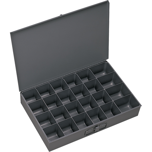 Compartment Scoop Boxes, Steel, 24 Slots, 13-3/8" W x 9-1/4" D x 2" H, Grey Dufferin Supply