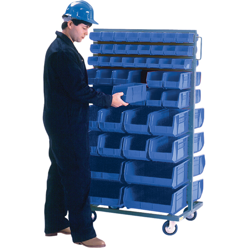 Double-Sided Mobile Bin Rack, Double-sided, 96 bins, 36" W x 24" D x 63" H Dufferin Supply