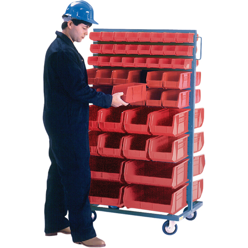 Support mobile deux c&ocirc;t&eacute;s pour bacs, &agrave; deux c&ocirc;t&eacute;s, 96 bacs, 36" la x 24" p x 63" h Dufferin Supply
