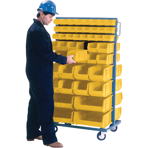 Double-Sided Mobile Bin Rack, Double-sided, 96 bins, 36" W x 24" D x 63" H Dufferin Supply