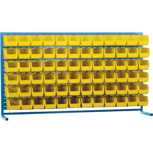 Louvered Rack with Bins, 72 Bins, 72" W x 15" D x 40" H Dufferin Supply