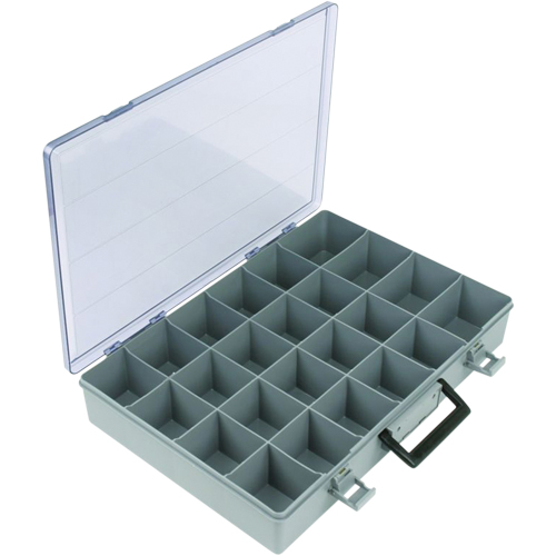 Compartment Case, Plastic, 24 Slots, 15-1/2" W x 11-3/4" D x 2-1/2" H, Grey Dufferin Supply