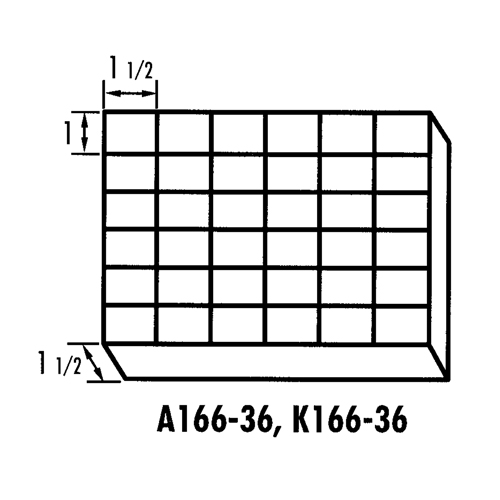 K-Resin Compartment Box, Plastic, 36 Slots, 6-9/16" W x 9-5/8" D x 1-1/2" H, Transparent Dufferin Supply