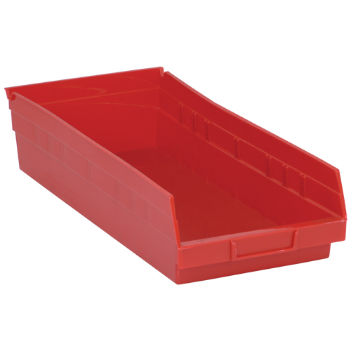 Shelf Bins, 8-3/8" W x 4" H x 17-7/8" D, Red, 40 lbs. Capacity Dufferin Supply