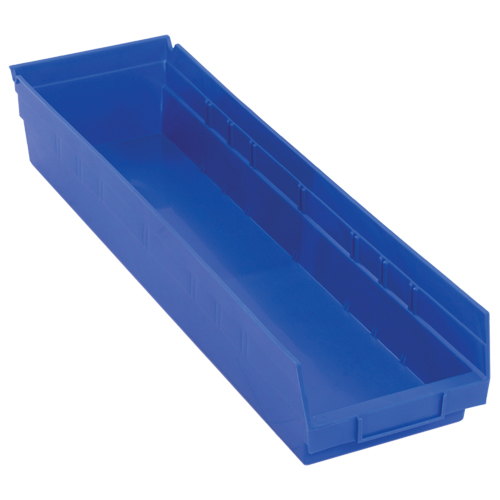 Shelf Bins, 6-5/8" W x 4" H x 23-5/8" D, Blue, 50 lbs. Capacity Dufferin Supply