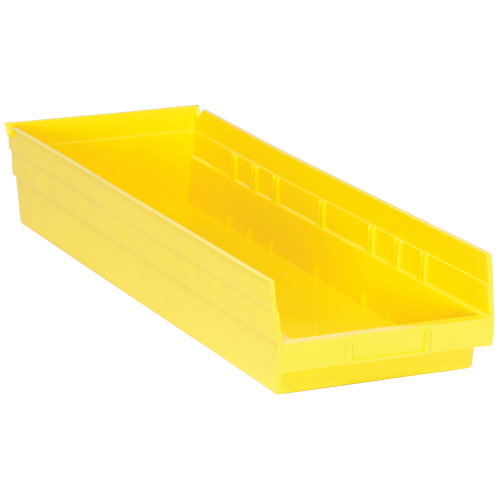 Bacs de rangement pour tablettes, 8-3/8" la x 4" H x 23-5/8" p, Jaune, Capacit&eacute; 50 lb Dufferin Supply